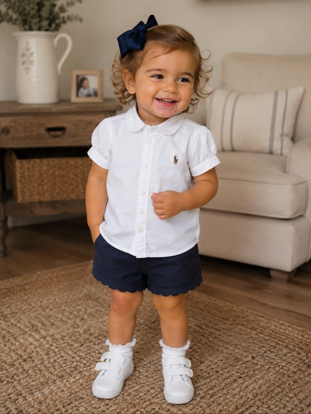 Polo Ralph Lauren Toddler Girls White Oxford Puff Sleeve Shirt 2T Classic Preppy